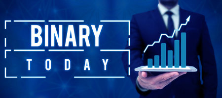 Conceptual display Binary. Business concept relating to using or denoting system of numerical...