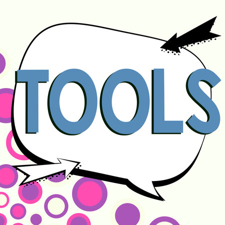 Text showing inspiration Tools. Business idea device implement like held and used carry out particular functionの写真素材