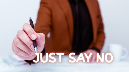 Conceptual caption Just Say No. Business concept Do not be afraid of giving negative answers to some thingsの写真素材