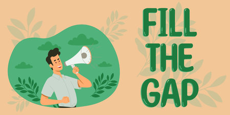 Hand writing sign Fill The Gap. Business overview Put he missing part in its right place Solution to the puzzleの写真素材