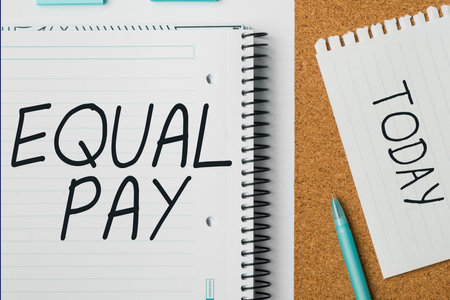 Hand writing sign Equal Pay. Business showcase Rights that individuals in the same workplace be given equal payの写真素材