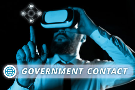 Sign displaying Government Contact. Business concept debt security issued by a government to support spendingの写真素材