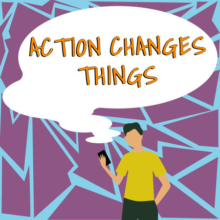 Inspiration showing sign Action Changes Things. Business concept doing something will reflect other things Reactionの写真素材