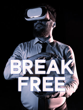 Writing displaying text Break Free. Word for another way of saying salvation out of chains freedom prisonの写真素材