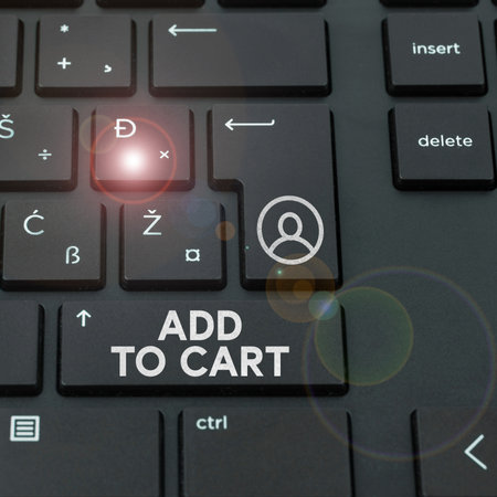 Conceptual display Add To Cart. Word Written on Online purchasing e-commerce modern technologies to shopの写真素材