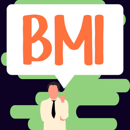 Text showing inspiration Bmi. Business showcase Method of estimating body fat levels based on weight and heightの写真素材