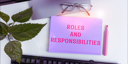 Conceptual caption Roles And Responsibilities. Word Written on Business functions and professional...