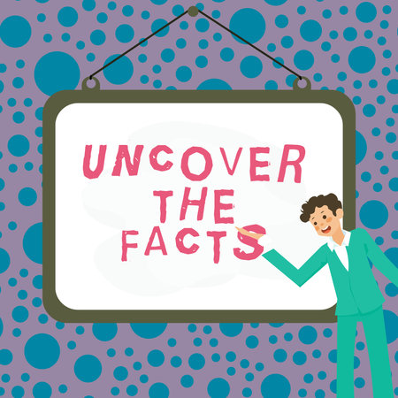 Writing displaying text Uncover The Facts. Word Written on Find the truth and evidence investigate to reveal the hidden identityの写真素材