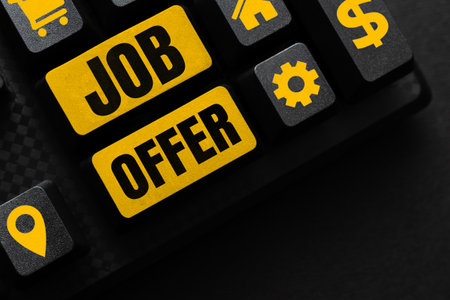 Conceptual display Job Offer. Concept meaning A peron or company that gives opurtunity for ones employmentの写真素材
