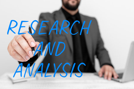 Text sign showing Research And Analysis. Business idea Strategic Thinking and Decision Making existing or newの写真素材