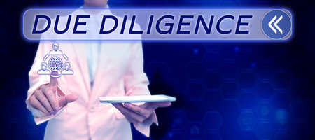 Writing displaying text Due Diligence. Word for avoid harming other business property for an agreementの写真素材