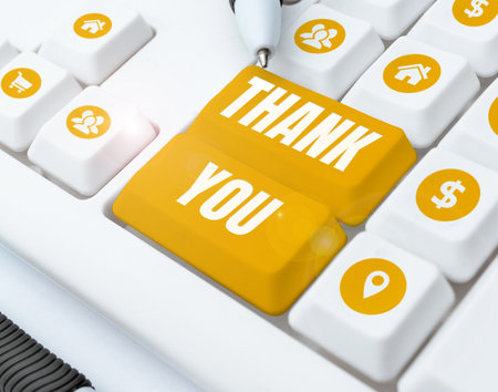 Inspiration showing sign Thank You. Business showcase replaying on something good or greetings with pleased wayの写真素材