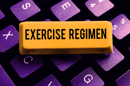 Inspiration showing sign Exercise Regimen. Business overview move body energetically in order to get fit and healthyの写真素材