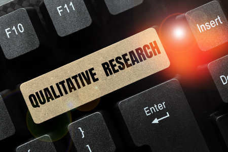 Handwriting text Qualitative Research. Business overview Certified to perform a job Competent Experiencedの写真素材