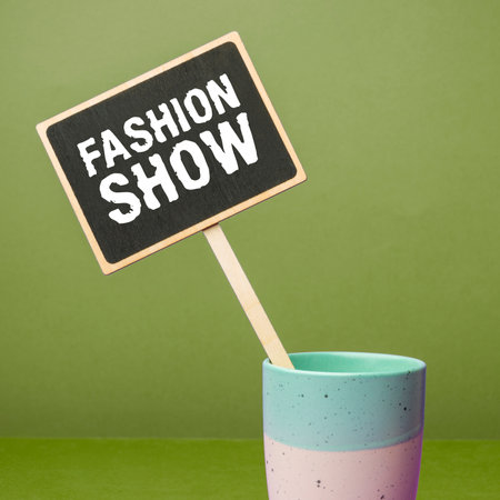 Text showing inspiration Fashion Show. Conceptual photo exibition that involves styles of clothing and appearanceの写真素材