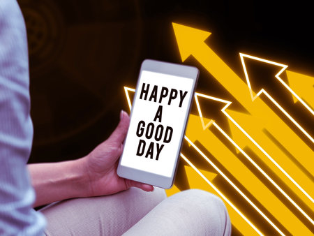 Conceptual caption Happy A Good Day. Word Written on Best wishes for you to have happy times today Motivationの写真素材