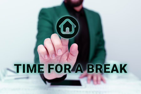 Inspiration showing sign Time For A Break. Word Written on a schedule when workers stop working for a brief periodの写真素材