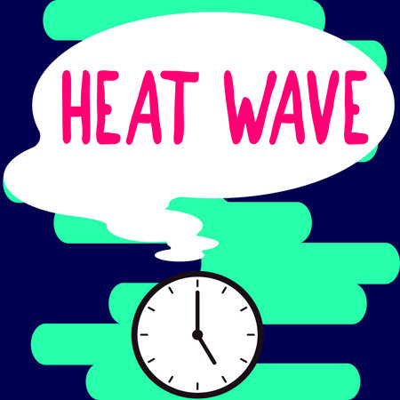 Hand writing sign Heat Wave. Internet Concept a prolonged period of abnormally hot weatherの写真素材