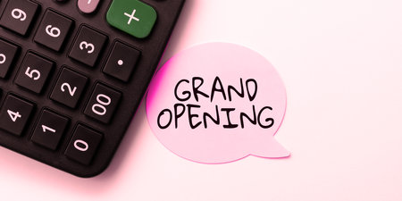 Text showing inspiration Grand Opening. Business showcase Ribbon Cutting New Business First Official Day Launchingの写真素材