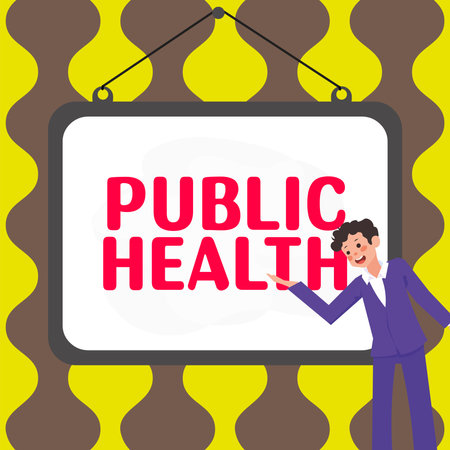 Text showing inspiration Public Health. Word Written on Promoting healthy lifestyles to the community and its peopleの写真素材