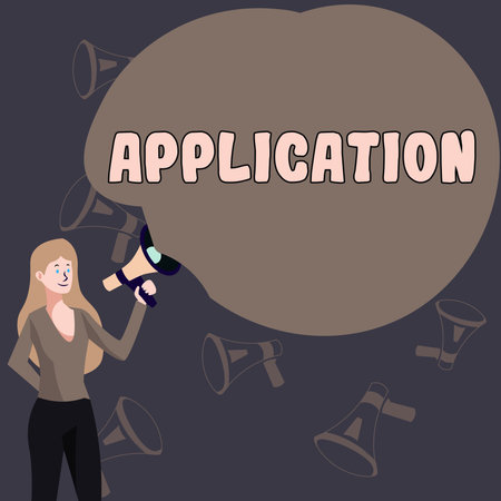 Text sign showing Application. Conceptual photo an order for something formal and usually written formの写真素材