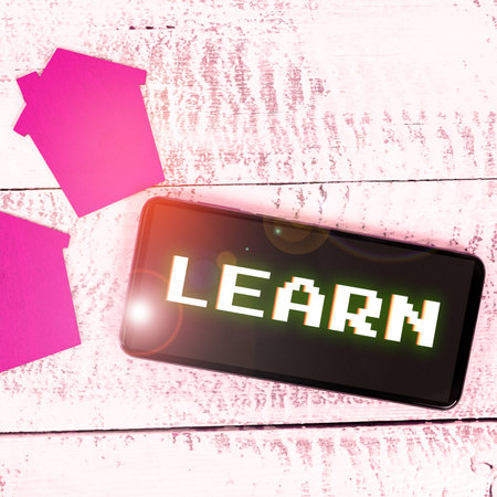 Handwriting text Learn. Business showcase acquire knowledge of or skill in something by study or experienceの写真素材