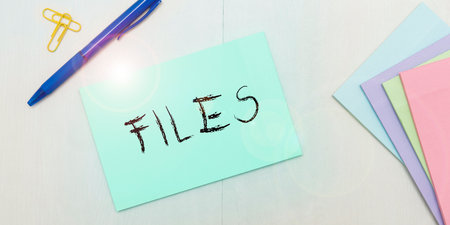 Conceptual display Files. Concept meaning Folder box for holding loose papers together in orderr easy referenceの写真素材