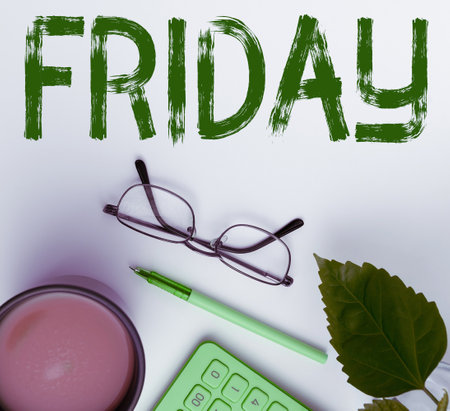 Text caption presenting Friday. Concept meaning Last day of working week Start weekend Relax time Holiday leisureの写真素材