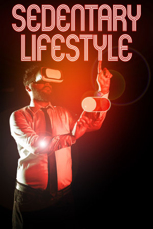 Text showing inspiration Sedentary Lifestyle. Internet Concept ways and means of life involved in much sitting and low physical activityの写真素材