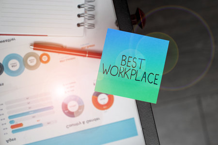 Text showing inspiration Best Workplace. Word Written on Ideal company to work with High compensation Stress freeの写真素材