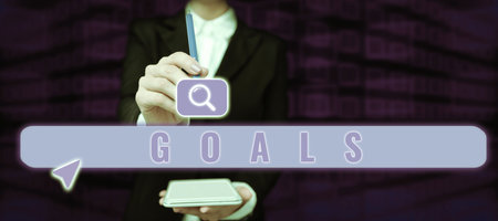 Conceptual display Goals. Internet Concept persons ambition or effort aim desired result Sport match Winningの写真素材