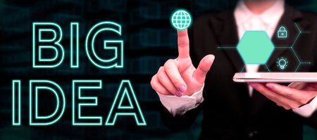 Conceptual caption Big Idea. Business idea Having great creative innovation solution or way of thinkingの写真素材