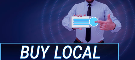 Text caption presenting Buy Local. Word Written on Patronizing products that is originaly made originaly or nativeの写真素材