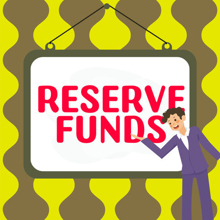 Conceptual display Reserve Funds. Business idea money released from bank to back up failed business planの写真素材