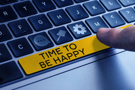 Text caption presenting Time To Be Happy. Business concept meaningful work workers with a purpose happiness workplaceの写真素材