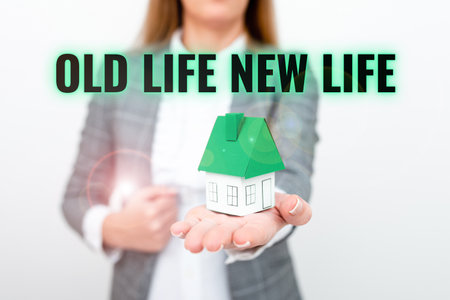 Handwriting text Old Life New Life. Business idea reformulate personal meaning in life and set a new life goalの写真素材