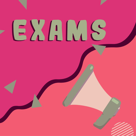 Sign displaying Exams. Business idea test of a specified kind to prove your strength and weaknessの写真素材