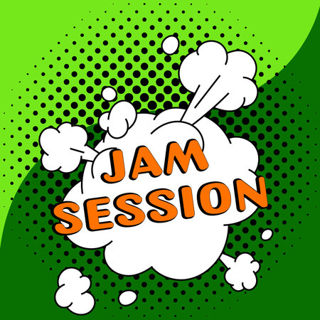 Inspiration showing sign Jam Session. Conceptual photo impromptu performance by a group of musiciansの写真素材