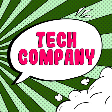 Sign displaying Tech Company. Business overview a company that invents or innovates solutions to produce usable productの写真素材