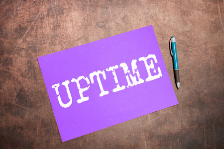 Conceptual caption Uptime. Concept meaning time during which machine especially computer is in operationの写真素材