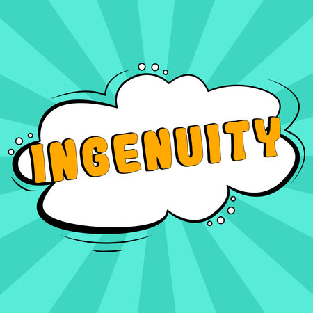 Text caption presenting Ingenuity. Business approach the quality of being clever, original, and inventiveの写真素材