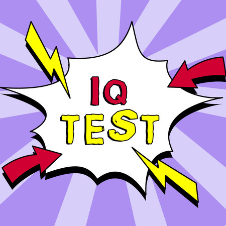 Handwriting text Iq Test. Business showcase attempt to measure your cognitive ability Assess human intelligenceの写真素材