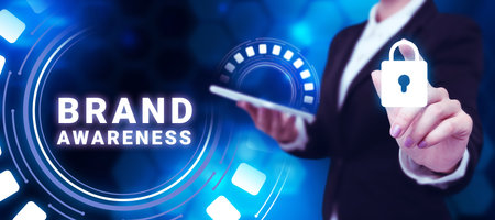 Writing displaying text Brand Awareness. Business overview name identifies one seller good as distinct from those of other sellerの写真素材