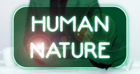 Text showing inspiration Human Nature. Business showcase psychological characteristics, feelings, and behavioral traits of humankindの写真素材