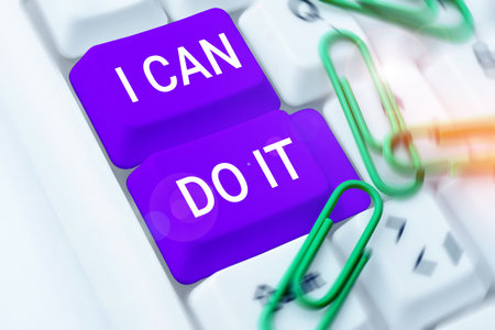 Sign displaying I Can Do It. Business idea ager willingness to accept and meet challenges good attitudeの写真素材