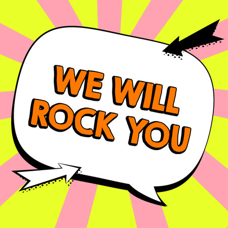 Conceptual caption We Will Rock You. Business overview to be going out and facing the world and all that is in itの写真素材