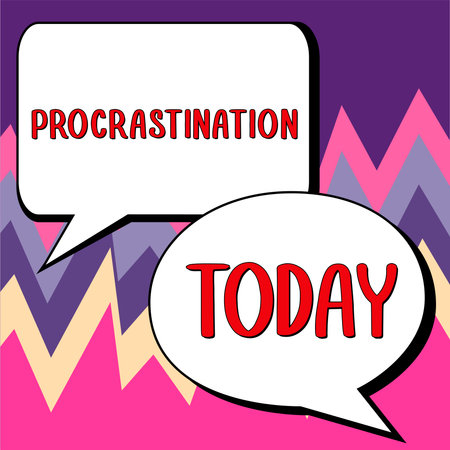 Conceptual display Procrastination. Word for Delay or Postpone something boringの写真素材