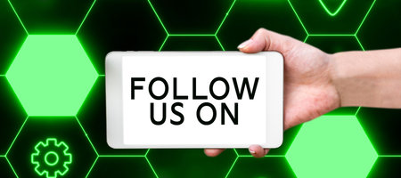 Handwriting text Follow Us On. Internet Concept To invite a person or group to join his company and take rulesの写真素材