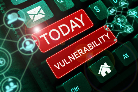 Text showing inspiration Vulnerability. Internet Concept State of being exposed to the possibility of being attackedの写真素材