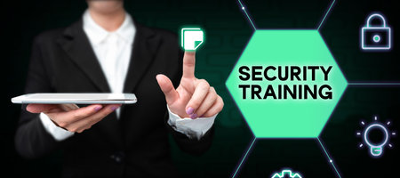 Handwriting text Security Training. Business approach providing security awareness training for end usersの写真素材